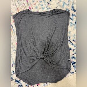 Terez Women Grey Cap-Sleeve Crew Neck Twist Front Jersey Top T-Shirt Size M